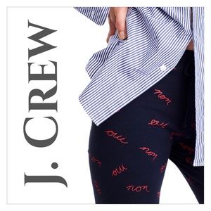 J. Crew Navy Blue Yes/No Conversational Leggings